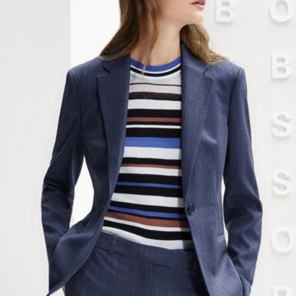 EUC - Hugo Boss Jaliana Blurred Minidessin Wool Jacket - size 8 - Picture 7 of 12